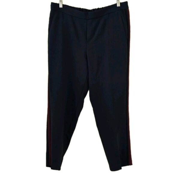 Old Navy Pants Womens 12 Navy Three Side Stripes High Waist Pull On Pockets Boho - Picture 1 of 16